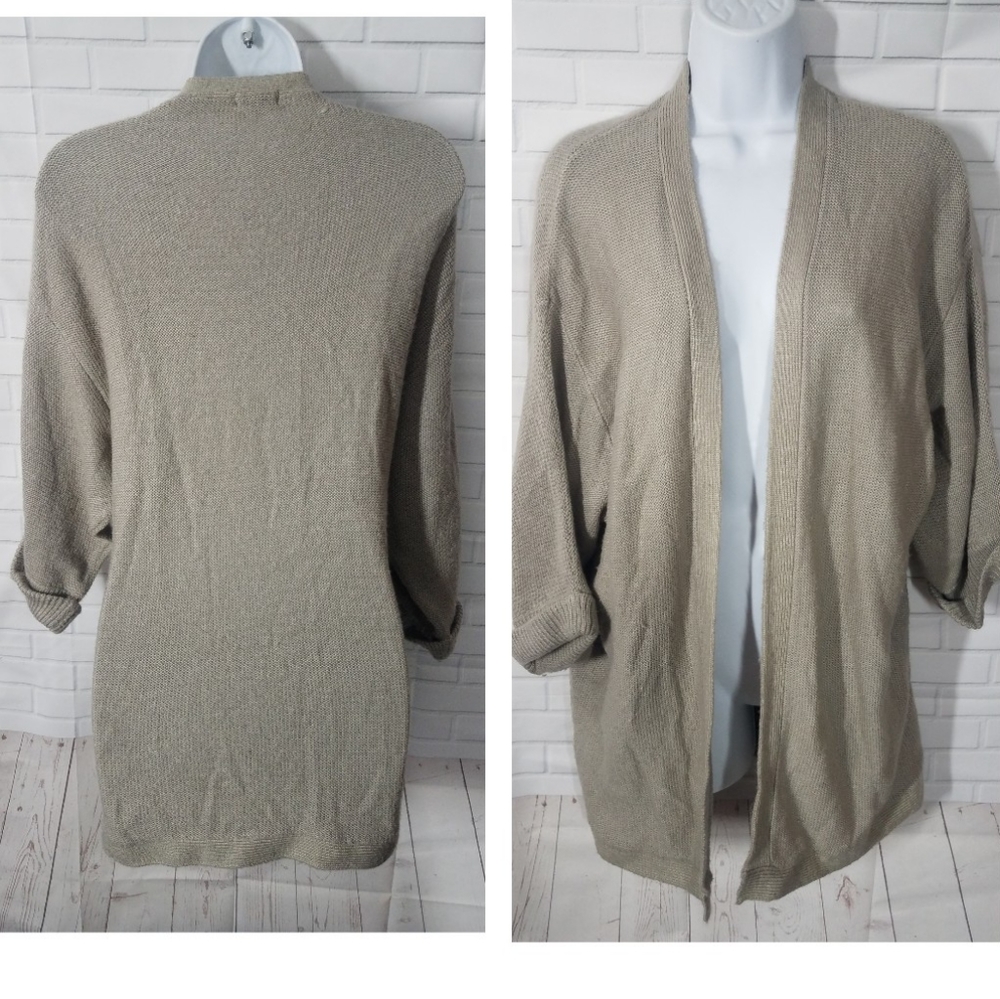 Ann Christine Beige Oatmeal Open Cardigan Sweater